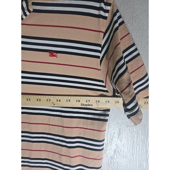 BURBERRY LONDON Striped Embroidery Iconic Polo Shirt Womens Medium (K-154505) - Picture 6 of 8